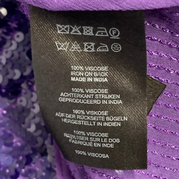 DRIES VAN NOTEN Size 38 Purple Sequined Viscose Hidden Buttons Long Sleeve Shirt - Picture 7 of 8